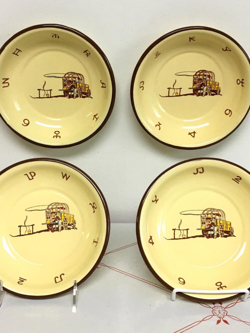 Four Vintage 1950's Monterrey Western Ware Chuckwagon Enamelware Bowls